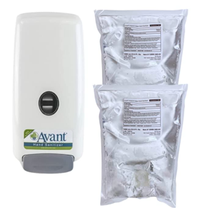 2-pack of 1000 mL Avant hand sanitizer plus dispenser